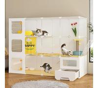 Large Cat Cage Indoor, Indoor Pet Home Small Animal House, With enclosed cat litter box, cat ladder, large capacity, layered design, easy to clean, for 1-4 Cats