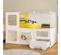 Large Cat Cage Indoor, Indoor Pet Home Small Animal House, With enclosed cat litter box, cat ladder, large capacity, layered design, easy to clean, for 1-4 Cats,106 * 46 * 71cm/48 * 18 * 28