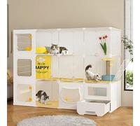 Large Cat Cage Indoor - Multi-Level Pet Home with Enclosed Litter Box, Cat Ladder, Easy to Clean Design for Up to 4 Cats, Dimensions: 141x46x106cm