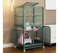 Large Cat Cage - Indoor/Outdoor Enclosure with Removable Tray & Wheels for Multiple Pets