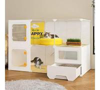 Large Cat Cage Indoor, With Enclosed Litter Box - Indoor Pet Home With Cat Ladder - Easy To Clean Multi-Level Design
