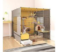 Large Cat Cage Indoor with Litter Box, DIY Cat Playpen & Enclosure, Removable Wire Kennel for Small Animals, Spacious Exercise Area for Cats (Size: 111x95x1)