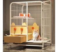 Large Cat Cage Indoor with Litter Box for 2 Cats, High Baffle to Prevent Splashing, Metal Fence, Easy Assembly for Small and Medium Pets