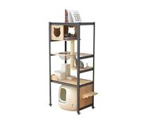 Large Cat Cage Large Cat Climbing Cabinet, Multi-Story Cat Villa, Indoor Cat Scratching Board, Cat Climbing Frame, Cat Litter Box, Integrated Wood Cat Nest Animal Pets Cage House Playpen Kennels