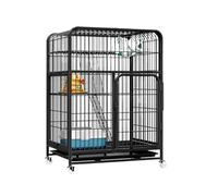 Large Cat Cage on Locking Wheels,Exquisite Cat Villa with Pull-Out Litter Tray,Indoor/Outdoor Metal Enclosure,Platforms & Cozy Hideout(Black,78 * 55 * 110cm)