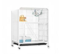 Large Cat Cage on Locking Wheels,Exquisite Cat Villa with Pull-Out Litter Tray,Indoor/Outdoor Metal Enclosure,Platforms & Cozy Hideout(White,78 * 55 * 100cm)