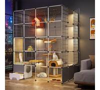 Large Cat Cage, Outdoor Cat Enclosure for Multiple Cat, Cat Cages Indoor Large with Litter Box, DIY Cat Playpen for Small Animal, Easy to Assemble and Clean
