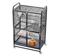 Large Cat Cage, Pet Cage, Wire Cat Cage Playpen Kennel, Cat Kennels for Indoor Cats, Bottom with rollers, free to move position, for 1-2 Cats,Ferret, Chinchilla, Rabbit, Small Animals (Color (Bla