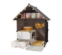 Large Cat Cage with Cat Hammock Cat Playpen with Litter Box Detachable Metal Wire Kennels for Rabbit, Bunny, Guinea Pig, Chinchilla (Size : 2-2-1, Color : Basic)