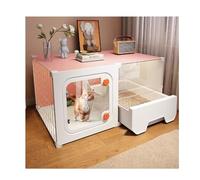 Large Cat Cage with Detachable Condo and Litter Box, DIY Semi-Enclosed Playpen for Indoor Cats, Transparent Villa with Ventilation