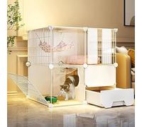Large Cat Cage with Enclosed Litter Box, Cat Playpen for Outside, Cat Kennel Pet Playpen Enclosure for Cats, Detachable Metal Wire Kennels Ideal for 2-5 Cats,One Color-28.3x18.5x28.3in/72x47x72cm