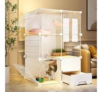 Large Cat Cage with Enclosed Litter Box, Cat Playpen for Outside, Cat Kennel Pet Playpen Enclosure for Cats, Detachable Metal Wire Kennels Ideal for 2-5 Cats,One Color-28.3x18.5x42.1in/72x47x107cm