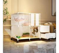 Large Cat Cage with Enclosed Litter Box, Cat Playpen for Outside, Cat Kennel Pet Playpen Enclosure for Cats, Detachable Metal Wire Kennels Ideal for 2-5 Cats,One Color-42.1x18.5x30.3in/107x47x77cm