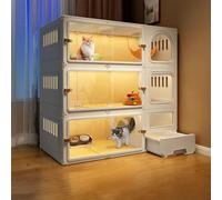 Large Cat Cage with Litter Box, 2/3/4 Tier Indoor Cat Villa and Outdoor Patio Enclosure ， Spacious Design for Cats
