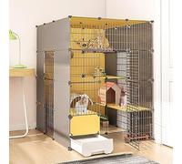Large Cat Cage with Litter Box - Indoor Cat Enclosure DIY Playpen, Removable Wire Kennel Crate for Small Animals, Ideal Exercise Place for Cats