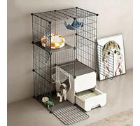 Large Cat Cage with Litter Box, More-Tier DIY Enclosures Detachable Metal Wire Kennel Indoor Crate Large Exercise Place Ideal for 1-2 Cats(D)