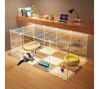 Large Cat Cage with Storage Cube, DIY Detachable Metal Cat Cage Multiple Sizes White(With Top,147x75x47cm)