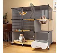 Large Cat Cage With Wheels, Indoor Cat Cage With Enclosed Litter Box, Cat Enclosure, Space Capsule Design, Easy Assembly Detachable, For 1-2 Cat