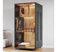 Large Cat Cage - Wooden Cat House, Wooden Indoor Cat Enclosure with Led Light & 4 Universal Wheels Indoor/Outdoor Large Enclosure Crate for Multiple Cats (Color : Black, Size : 60 * 60 * 120cm-a)