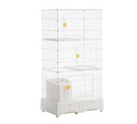 Large Cat Cages Indoor, 3-Tier Detachable Cat Enclosure with Litter Box, Ideal DIY Villa for 1-2 Cats, Perfect Exercise Place for Indoor Cats