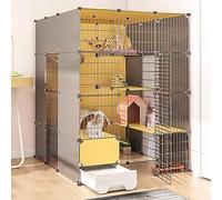 Large Cat Cages Indoor with Litter Box, Detachable Pet Crate & Kitten Pen, Roofed 6-Piece Set, Super Load-Bearing, Spacious 147x49x111cm for Cats & Kittens