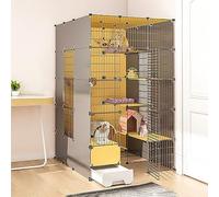Large Cat Cages Indoor with Litter Box, DIY Cat House Pet Playpen Cat Enclosure Kitten Pen Removable Metal Wire Cattery Cat Kennel, Large Exercise Place Ideal for Cat (111x141x183cm)