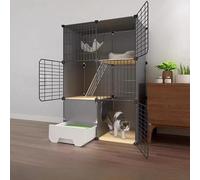 Large Cat Cages Indoor with Litter Box, Enclosed Cat Playpen for Indoor Cats, Small Animal Cage with Hammock for Cats, Guinea Pigs, Rabbits