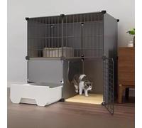 Large Cat Cages Indoor with Litter Box, Enclosed Cat Playpen for Indoor Cats, Small Animal Cage with Hammock for Cats, Guinea Pigs, Rabbits