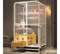 Large Cat Cages Indoor with Litter Box Fit 2 Cats High Baffle to Prevents Cat Litter From Splashing Metal Fence Ease of Assembly for Small and Medium Pets(White,78 * 55 * 133cm)