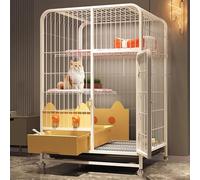 Large Cat Cages Indoor with Litter Box Fit 2 Cats High Baffle to Prevents Cat Litter From Splashing Metal Fence Ease of Assembly for Small and Medium Pets(White,78 * 55 * 108cm)