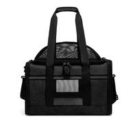 Large Cat Carrier,Cat Carry Bag Airline Approved,Cats Carrier Large Breathable Soft-Sided with Locking Zippers,Pet Carriers for Car Travel, Bus, Subway,Picnic, Hiking (Black)