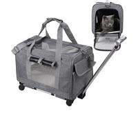 Large Cat Carrier Safety Zippers Carrying Strap Soft Rolling Crate