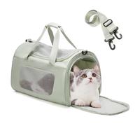 Large Cat Carrier Soft Sided Pet Carrier Bag, Foldable Travel Cat Carrier with Shoulder Straps and Soft Mat, Pet Bag For Cats/Puppy/Dogs Up to 20Lbs, Green
