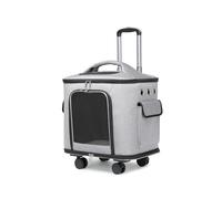 Large Cat Carrier with Wheels, Rolling Cat Carrier, Pet Carrier with Wheels for Large Cats Small Dogs, Ideal for Travel, Walking and Camping(Gray)
