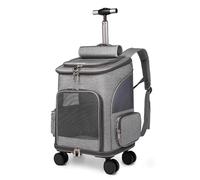 Large Cat Carrying Box, Comfortable and Breathable, Fold Pet Travel Bag, Telescopic Handle, Can Bear 22 Pounds, Suitable for Small and Medium Dogs and Cats (Light Gray)