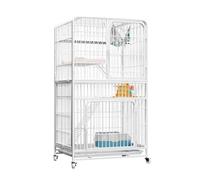 Large Cat Enclosure on Wheels, Pet Cage for Indoor & Outdoor Use, Removable Tray, DIY Cat Kennel Villa & Exercise Space for 1-3 Cats(White,85 * 60 * 137cm)