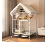 Large Cat Enclosure Playpen - Metal Wire Indoor Cat Cage With Encrypted Mesh Pad & Storage Area - Perfect For Safe & Fun Cat Playtime,White-78cm*55cm*125cm