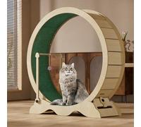 Large Cat Exercise Wheel with Detachable Carpet & Lock, Quiet Indoor Running Treadmill for Cats, Includes Interactive Toys for Weight Loss & Training, Suitable for Most Cats, Retro Brown