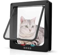 Large Cat Flap, 4 Way Locking Cat Flap Door, Cat Flap Dog Flap Pet Flap Door For Pets, Large Cat Flaps For Wooden Doors, Cat Flaps For Door Glass Doors, Pet Flap For Small Dogs, Cats(Schwarz,L)