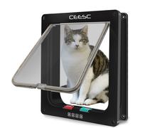 Large Cat Flap (Outer Size 11" x 9.8"), 4 Way Locking Large Cat Flap Door for Interior Exterior Doors, Weatherproof Pet Door for Cats & Doggie with