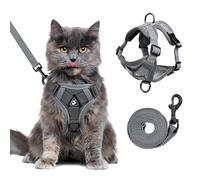 Large Cat Harness and Leash Set for Walking Adjustable Escape Proof Vest Reflective Breathable Mesh with 4 Buckles for Large Cats