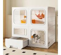 Large Cat Kennel Indoor with Litter Box, Collapsible Cat House, DIY Pet Playpen Crate for 1-3 Cats, Ideal Exercise Place