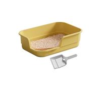 Large Cat Litter Box - Easy to Clean Open-Top Litter Tray with Scoop, Semi-Enclosed Design for Kittens and Senior Cats, Perfect for Indoor Use in Apartments, Homes, Offices, or Living Rooms