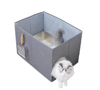 Large Cat Litter Box | Enclosure Open Top High Side Guard