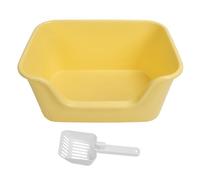 Large Cat Litter Box with High Sides, Green, 55x39x27cm, Easy to Clean, Anti Splashing Design - Spacious Comfort, Durable PP Material, Ideal for Large Cats (Yellow)