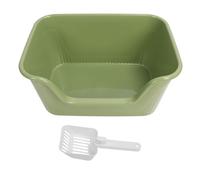 Large Cat Litter Box with High Sides, Open Top, Green, 55 x 39 x 27cm - Anti Splashing Design, Easy to Clean, Ideal for Large Cats and Kittens (Green)