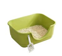 Large Cat Litter Box with High Sides Semi Enclosed Anti-Splashing Litter Tray Easy to Clean, for Indoor Litter Tray(Grn)