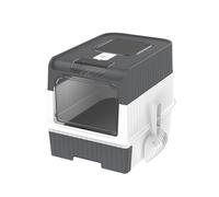 Large Cat Litter Box with Hooded Drawer - Anti-Splash Potty Tray, Self-Cleaning, Easy to Clean, Grey