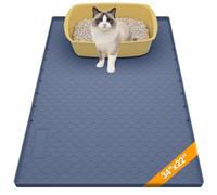 Large Cat Litter Mat 86 x 56cm - Silicone Cat Mat for Litter Box, Cats Litter Trapping Mats to Keep Floor Clean, Odorless |Non-Slip | Urine Waterproof | Raised Edges | Soft on Kitty Paws, Dark Blue