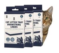 Large Cat Litter Tray Drawstring Liners, 83 x 41cm, Hygienic Disposal Bags with Easy-Tie Design, Compatible with 55cm Length Trays (24)